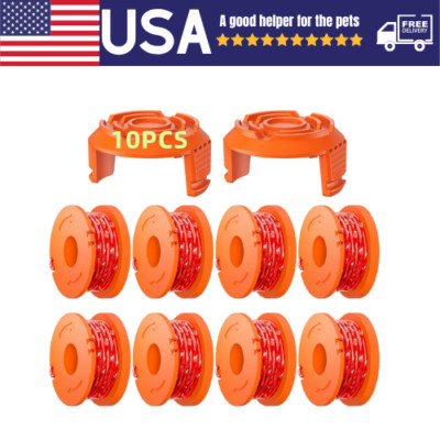 WA0010 8pcs Replacement Spool Line +2pcs Cap For String Trimmer/Edger
