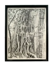 Print Into The Forest Framed and Signed Lucky 92 Vintage Art Decor