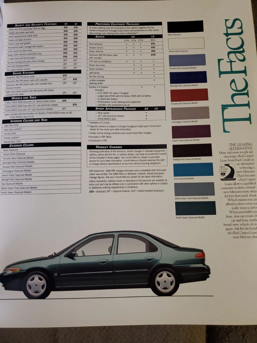 Mercury Mystique Parts Catalog