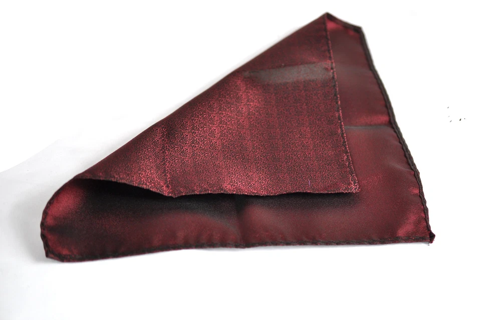 MENS BOW TIE + POCKET SQUARE Hanky Handkerchief Wedding Party DARK RED ELEGANT - Image 4 of 4