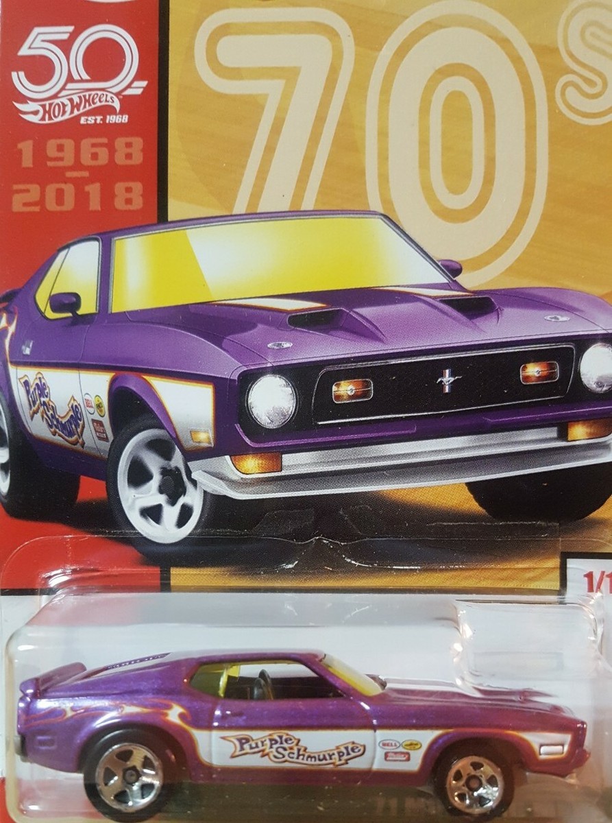 Hot Wheels The 70's 1971 Ford Mustang Mach 1 Purple 1:64 Scale New