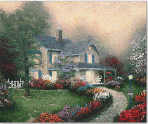 Thomas Kinkade Wallpaper Border TK3122B Home Is Where the Heart Is 15ft Cottage - Picture 1 of 4