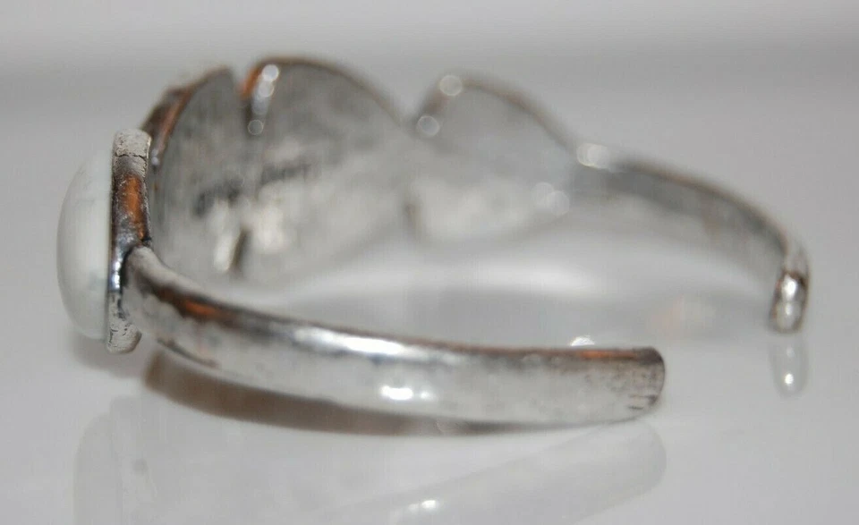 ELEGANT LUCKY BRAND COUTURE ACRYLIC BROWN CRYSTALS STONES SILVERED CUFF BRACELET - Image 4 of 4