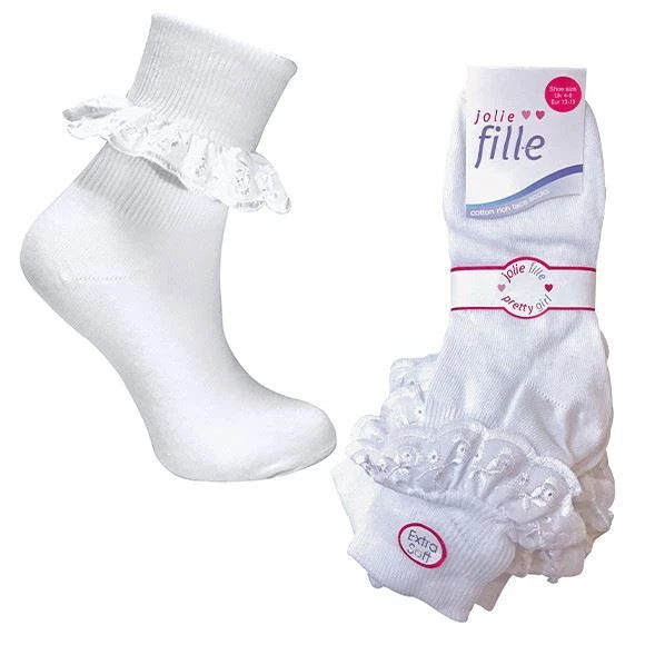 12 Pack Baby Girls White Lace Cotton Socks | Soft Cute Frilly Socks for Girls