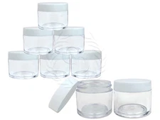 6 Pieces 30 Gram/30ml Plastic Clear Sample Jar Containers with White Flat Lids