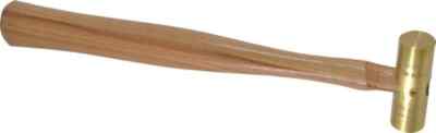 Made in USA 1/4 Lb Head 3/4'' Face Brass Nonmarring Hammer 10-1/2'' OAL, Wood H...