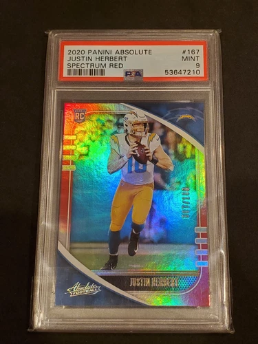 2020 Panini Absolute Justin Herbert Rookie - Spectrum Red /100 PSA 9