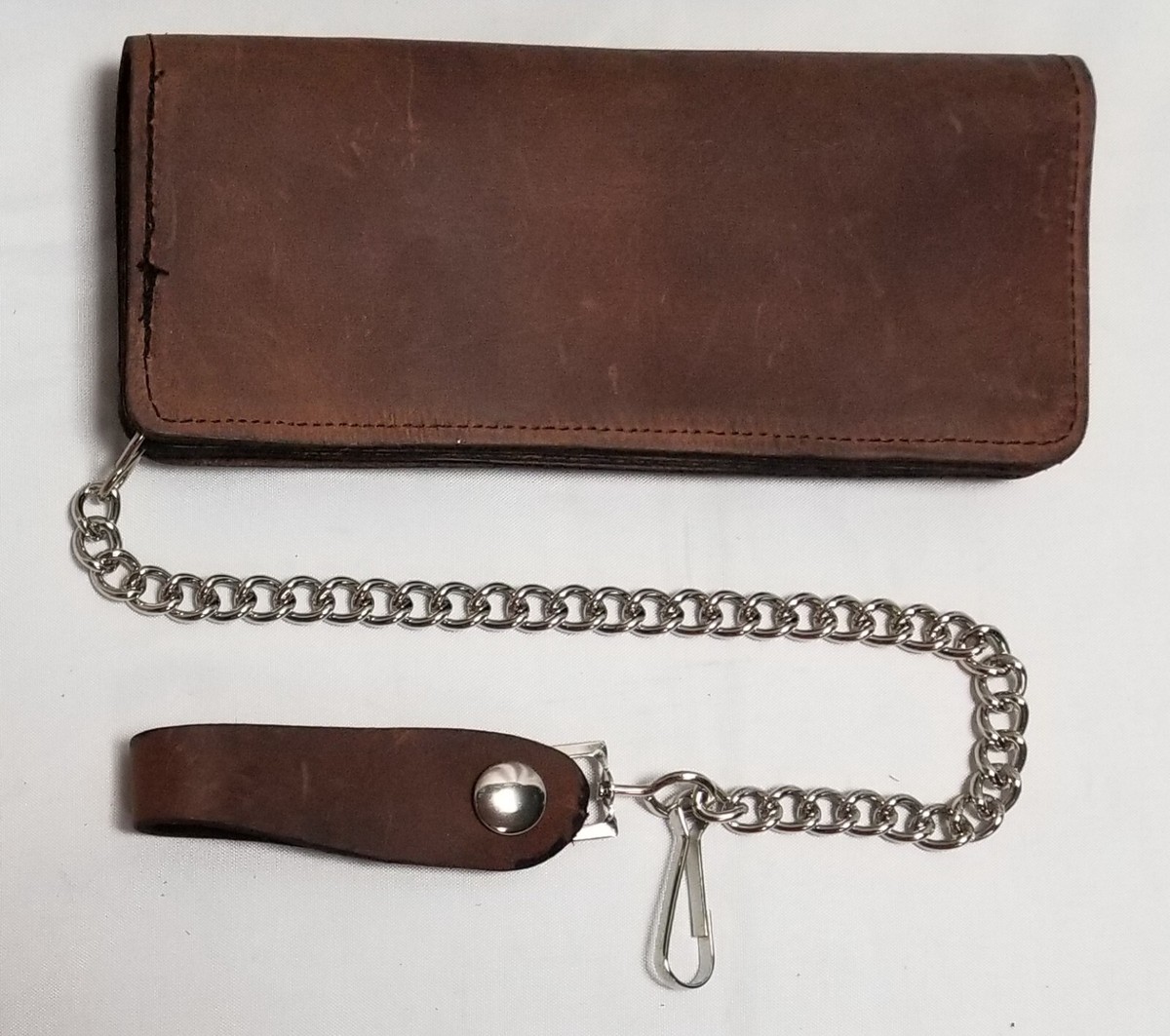 Large Brown Leather Trucker Wallet 7.5