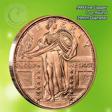"Standing Liberty" 1 oz .999 Copper Round