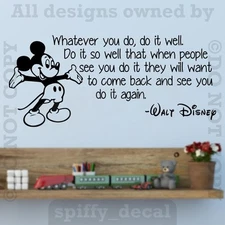 Disney Mickey Whatever You Do It Well Wall Quote Vinyl Wall Decal Sticker 