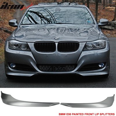 Fits 09-12 BMW E90 3-Series OE Style Front Bumper Splitters Painted #354 Silver