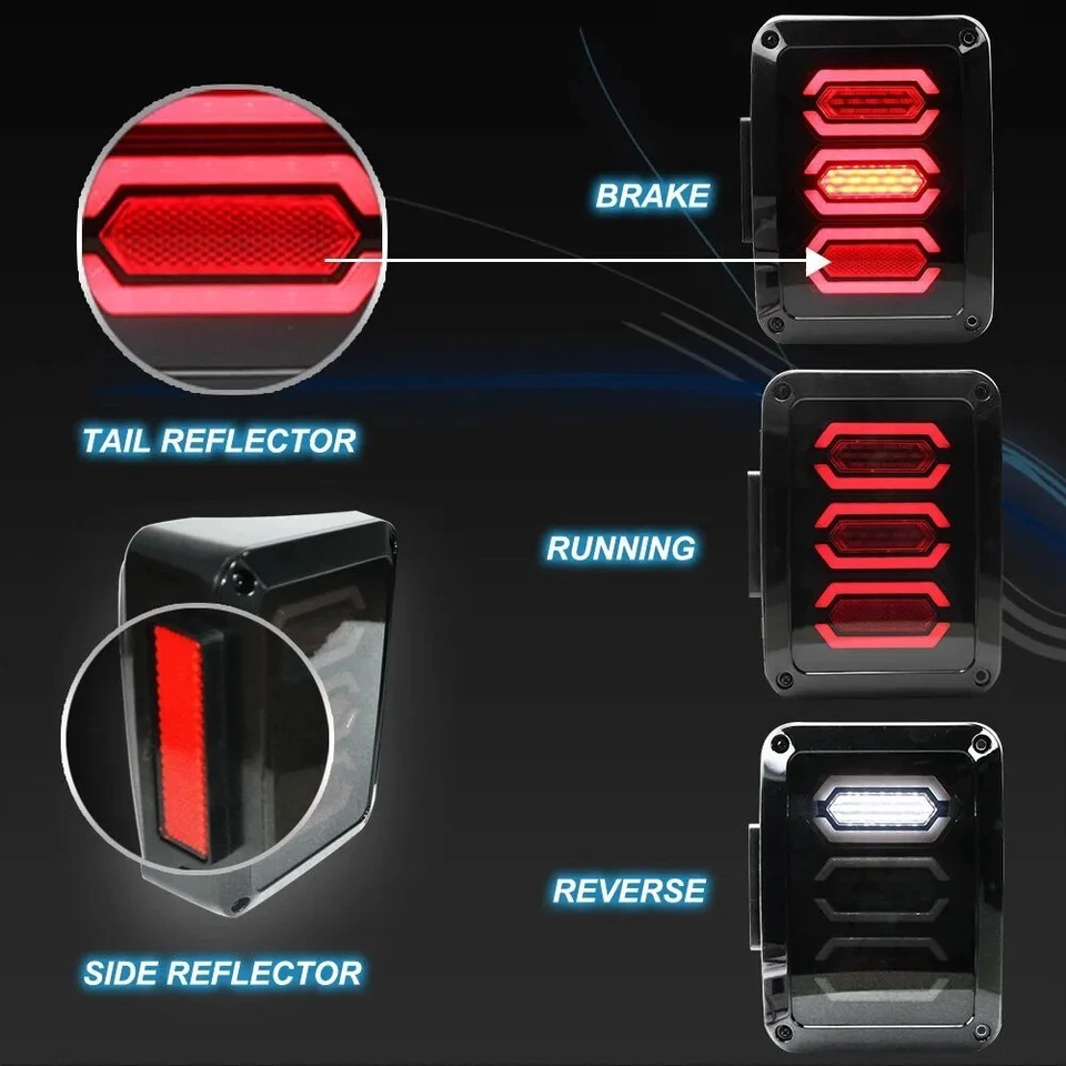 For Jeep Wrangler JKU JK Unlimited 07-18 Pair LH+RH Smoked Tail Light Rear Lamp - Image 2 of 4