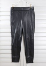 TALBOTS NWT 149 Black Vegan Leather Size Zip Stretch Slim Pants Size 10