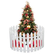 40cm White Picket Christmas Tree Fence 24pcs for Pets & Kids – Craft Tree