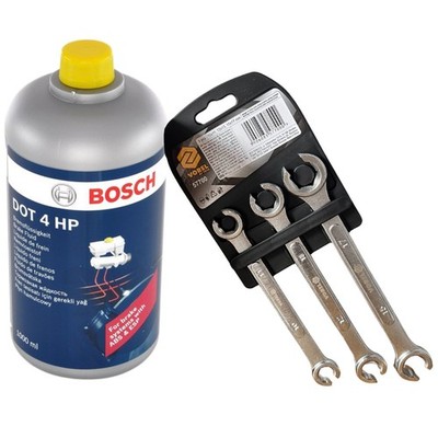 BOSCH 1987479113 Bremsflüssigkeit DOT 4 HP ABS & ESP 1L + 3 Stk. Schlüssel Satz
