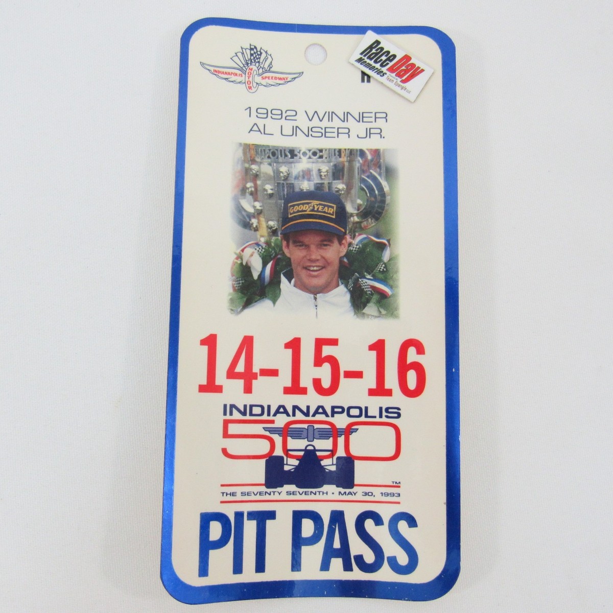 1993 Indianapolis 500 May 14-15-16 Pit Pass Credential Ticket