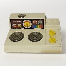 Vintage 1978 Fisher Price Play Kitchen Stove Top Glow Magic Burners Bell Work