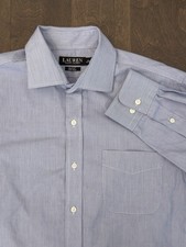 Ralph Lauren Slim Fit Dress Shirt Mens Size 16.5 34/35 Blue Striped Button Down