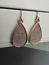 LOVISA Rose Gold Pink Glitter Teardrop Drop Earrings Sparkly Party Wedding NEW