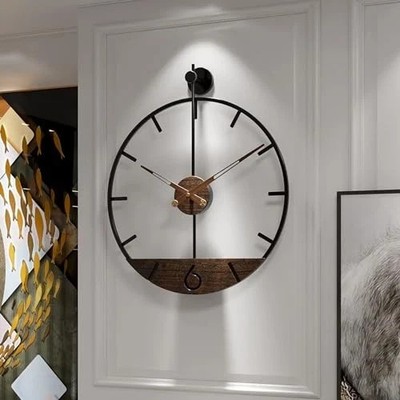 Modern Wood Walnut Dial Wall Clock, Large Simple Wall 1.Medium 18.5In(47cm)