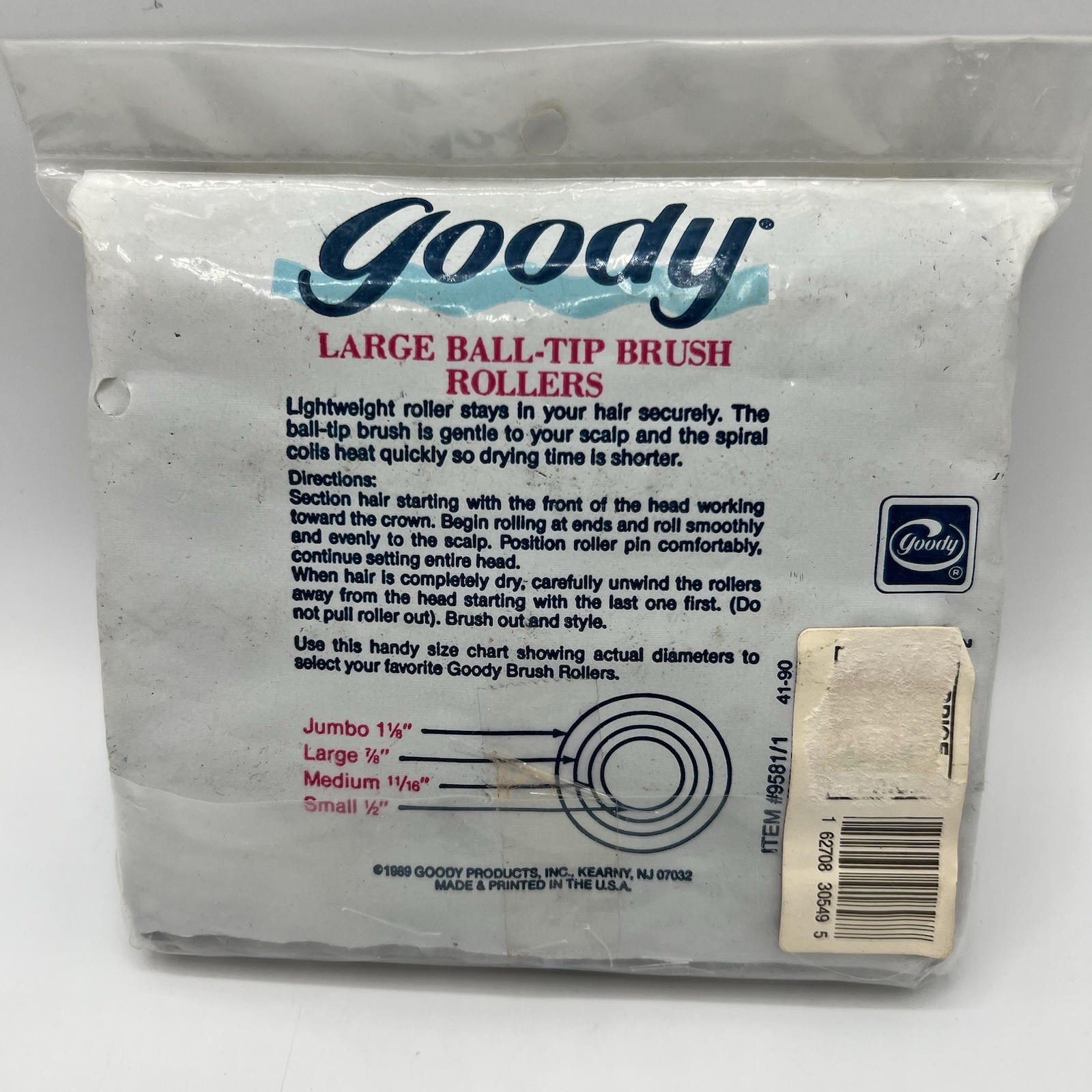 Vintage Goody Brush Rollers with Pins 10 Large Curlers #9581/1 1980s NOS