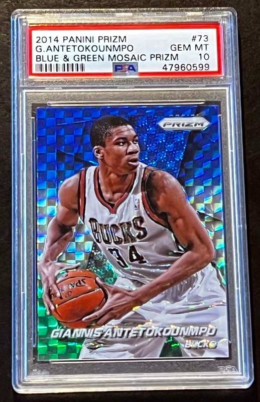 2014-15 Panini Prizm Giannis Antetokounmpo Blue Green Mosaic #73 PSA 10 GEM MINT