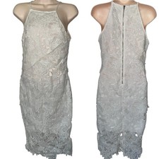 Trac White Lace Halter Bodycon Formal Lined Zip Dress Small