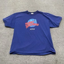VINTAGE Planet Hollywood Shirt Mens XL Blue Aspen Made USA 1991 Restaurant 90s