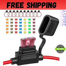 10 Pack Inline Fuse Holder 12V, Professional 12 AWG Waterproof Fuse Holder wi...