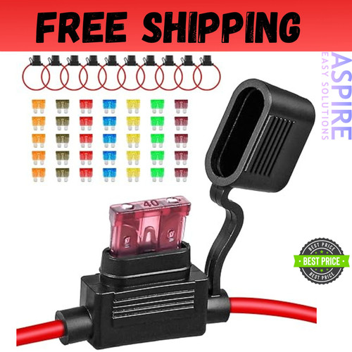 10 Pack Inline Fuse Holder 12V, Professional 12 AWG Waterproof Fuse Holder wi...