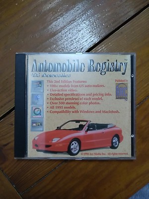 Automobile Registry Vintage PC CD-Rom 1995 Domestics