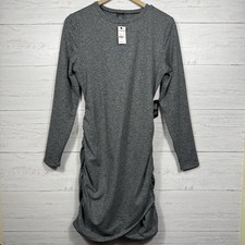 Express Womens Gray long sleeve body contour midi dress size Medium ruched NEW
