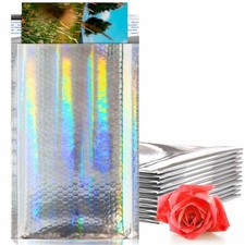 Holographic Metallic Bubble Mailers Self Seal Foil Padded 100 Count 5 x 9 in