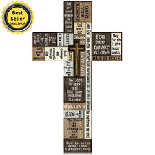 Christians Crossword wall sign Words and Saying Wooden Cross with Inspiration...
