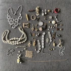 Lot Broken & Single Earring Vintage Estate Costume Jewelry Necklaces Odds Ends