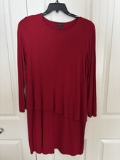 J. Jill Women Wearever Collection Red Tiered Long Sleeve Dress Size M. Business