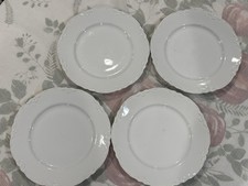 Set 4 Hutschenreuther Racine Bavaria White Plates 9.5? Scalloped Rococo Rim
