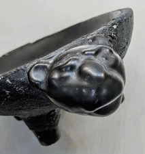 1965 MCM Pottery Black Cat Bowl Signed+marked.  Latin~Meso American Folk Art