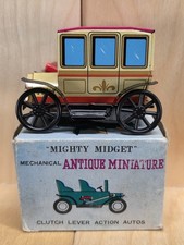 Japan 3 TPS Mighty Midget Mechanical Antique Miniature Tin Auto w/ Clutch Lever