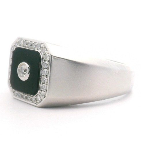 Herrenring Cirari 14 Karat Weißgold Onyx und Diamanten Größe 11 - Bild 5 von 8
