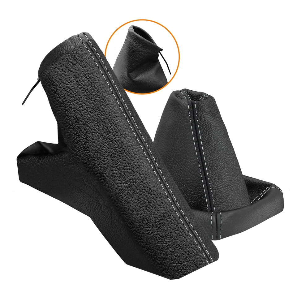 Borsa cambio + cuffia freno a mano per Opel Astra H 2004-2010 vera pelle cucitura grigio - Immagine 3 di 4