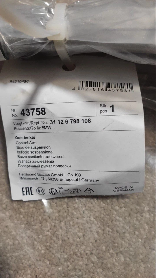 Wishbone / Suspension Arm 43758 Febi Track Control 31126775964 31126798108 New - Image 4 of 4