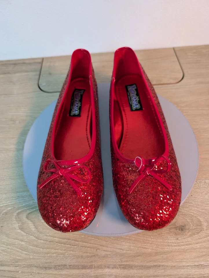 Funtasma Costume Wizard of Oz Dorothy Red Sequin Ruby Slippers Shoes Size 11 - Image 3 of 4