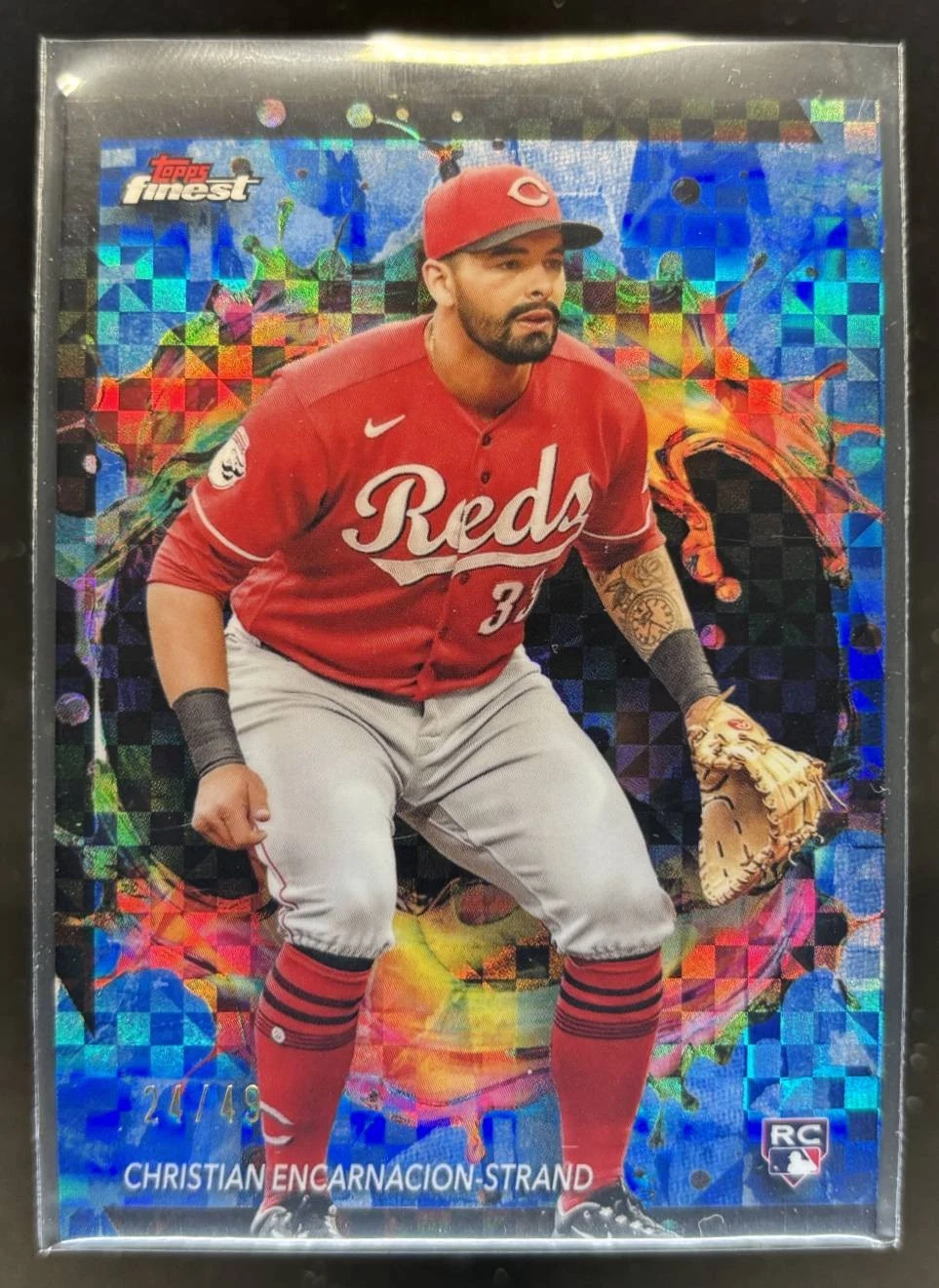 2024 Topps Finest Christian Encarnacion-Strand Blue Checkerboard /49 257 RC Reds