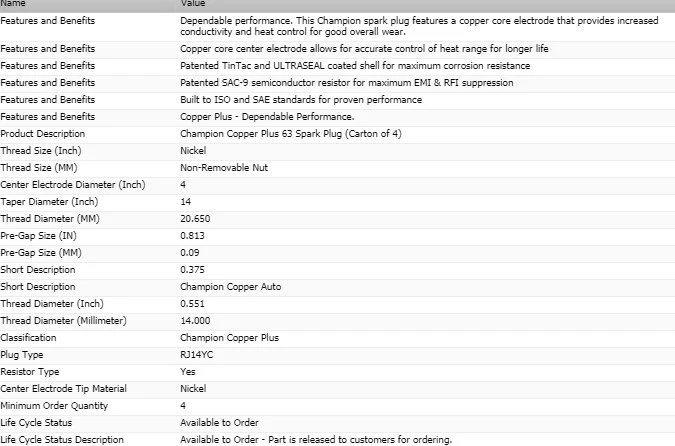 Juego de 8 bujías de cobre Champion nuevas para Oldsmobile Fiesta 1959-1961 V8-6,5 L Foto 3 de 3