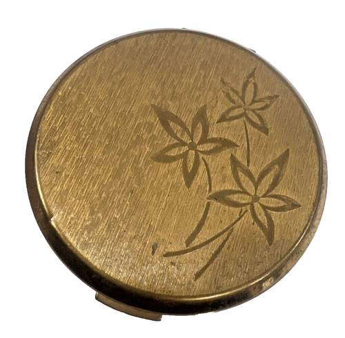 Vintage Stratton Compact Mirror Powder England Gold Floral Design Beautiful - Picture 3 of 11