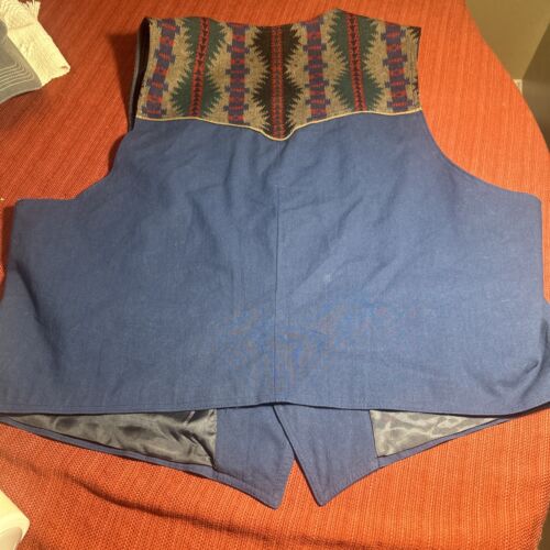 Pendleton High Grade Western Wear Blue Button Vest Denim Men's Size Small - Picture 7 of 8