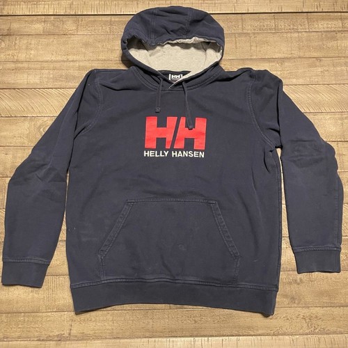 Helly Hanson Logo Hoodie Navy & Red Men's Size XL 100% Organic Cotton
