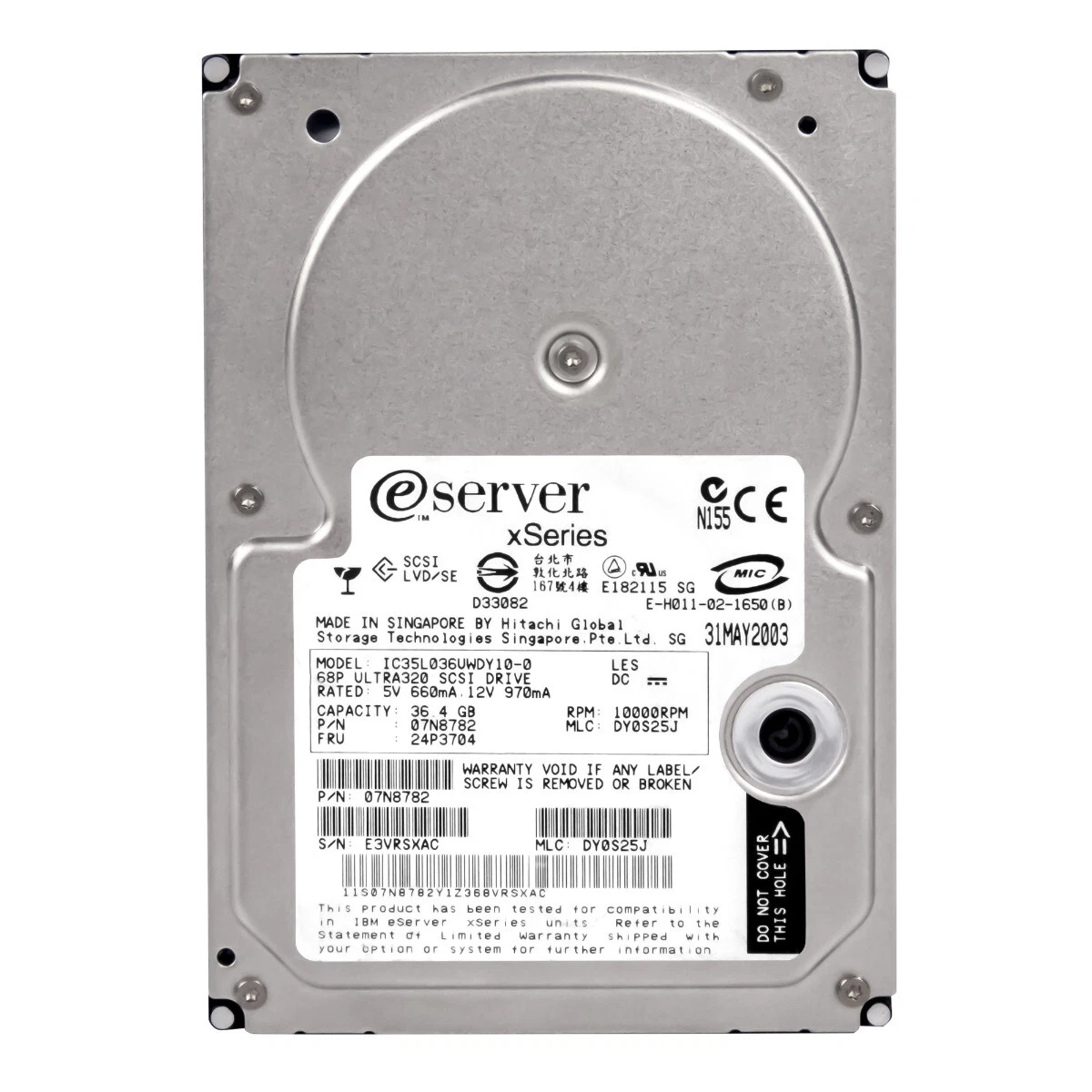 IBM 24P3704 36GB 10K SCSI U320 3.5'' IC35L036UWDY10-0