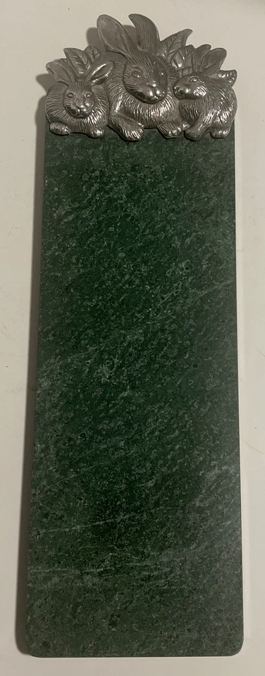 Arthur Court Rabbit Bunny Green Marble Cheese Cutting Board Serving Tray 1986 - Image 2 of 4